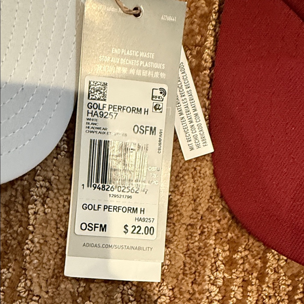 Adidas White and Burgundy Golf Hats - Picture 2 of 2